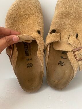 Birkenstock Suede Moccasin Clogs in Tan
